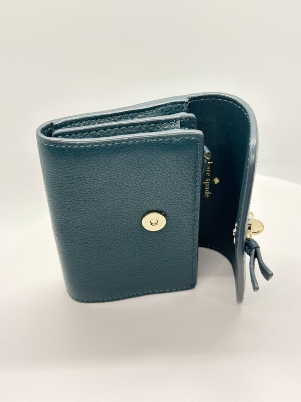 Kate Spade Marti Small Flap Pebbled Leather Wallet - Peacock Sapphire - NWOT - Picture 5 of 7